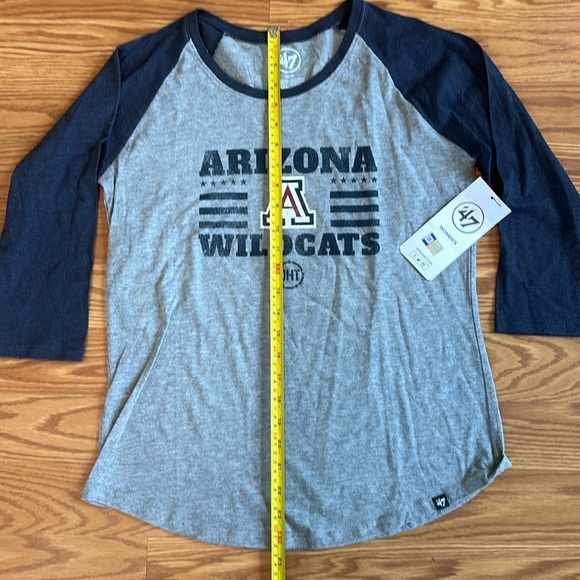 NWT 47 Women's University of Arizona Wildcats Gray Blue Baseball Tee Size Medium - Picture 7 of 11